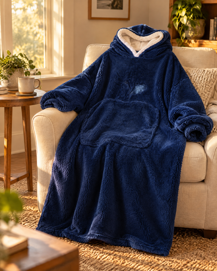 Cosycombe™ Extra-Long Sherpa Hoodie Blanket with Sleeves and Big Pocket