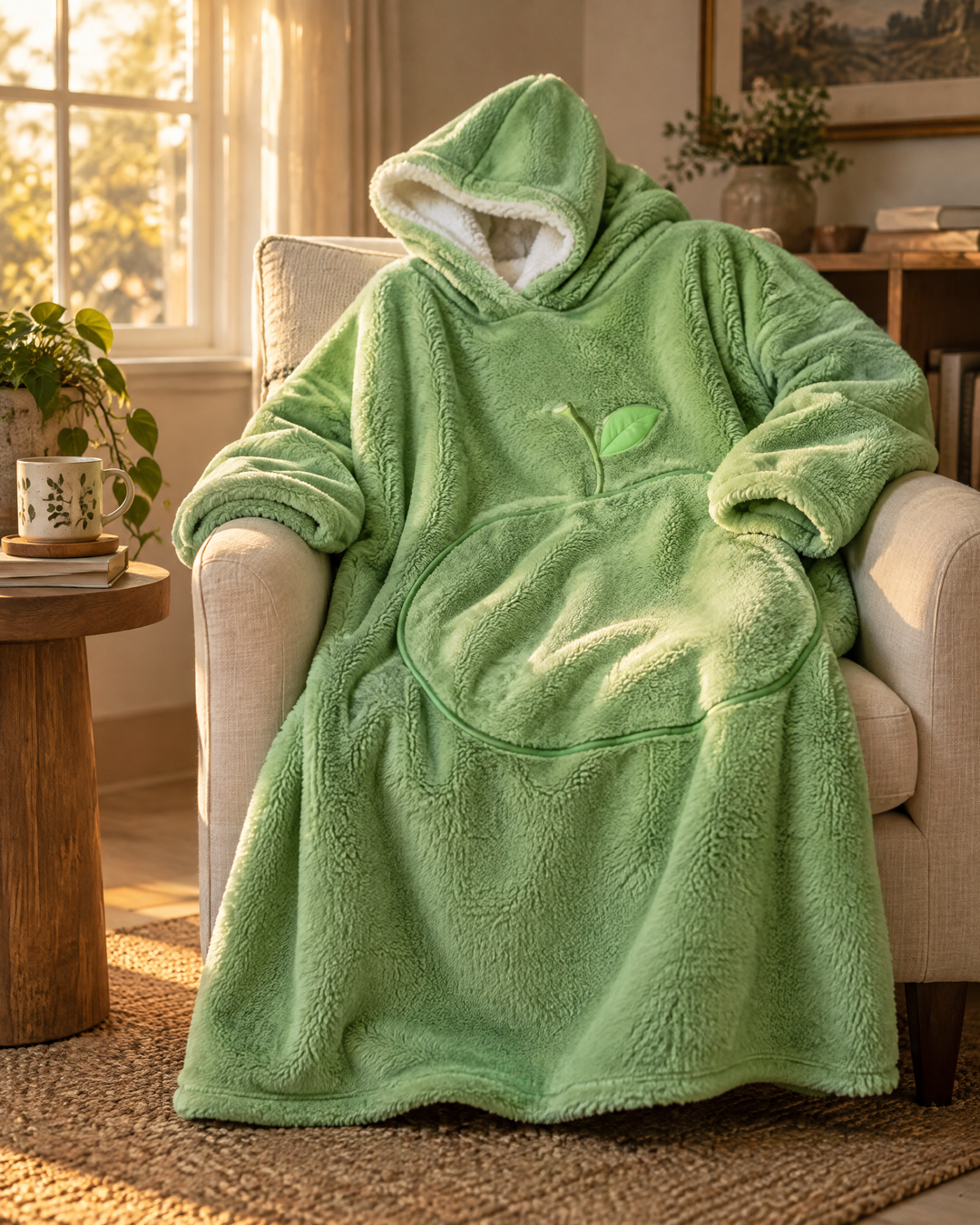 Cosycombe™ Extra-Long Sherpa Hoodie Blanket with Sleeves and Big Pocket
