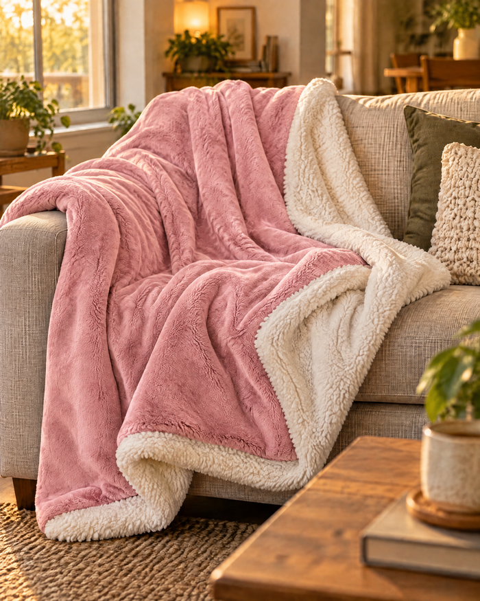Cosycombe™ Reversible Sherpa Fleece Throw – Plush Both Sides