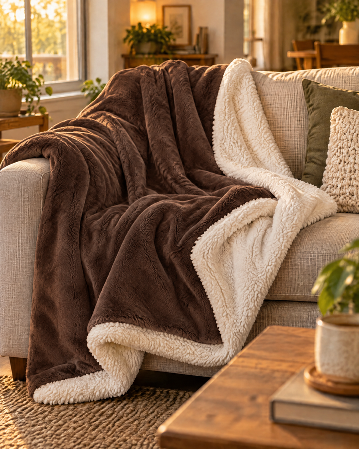 Cosycombe™ Reversible Sherpa Fleece Throw – Plush Both Sides