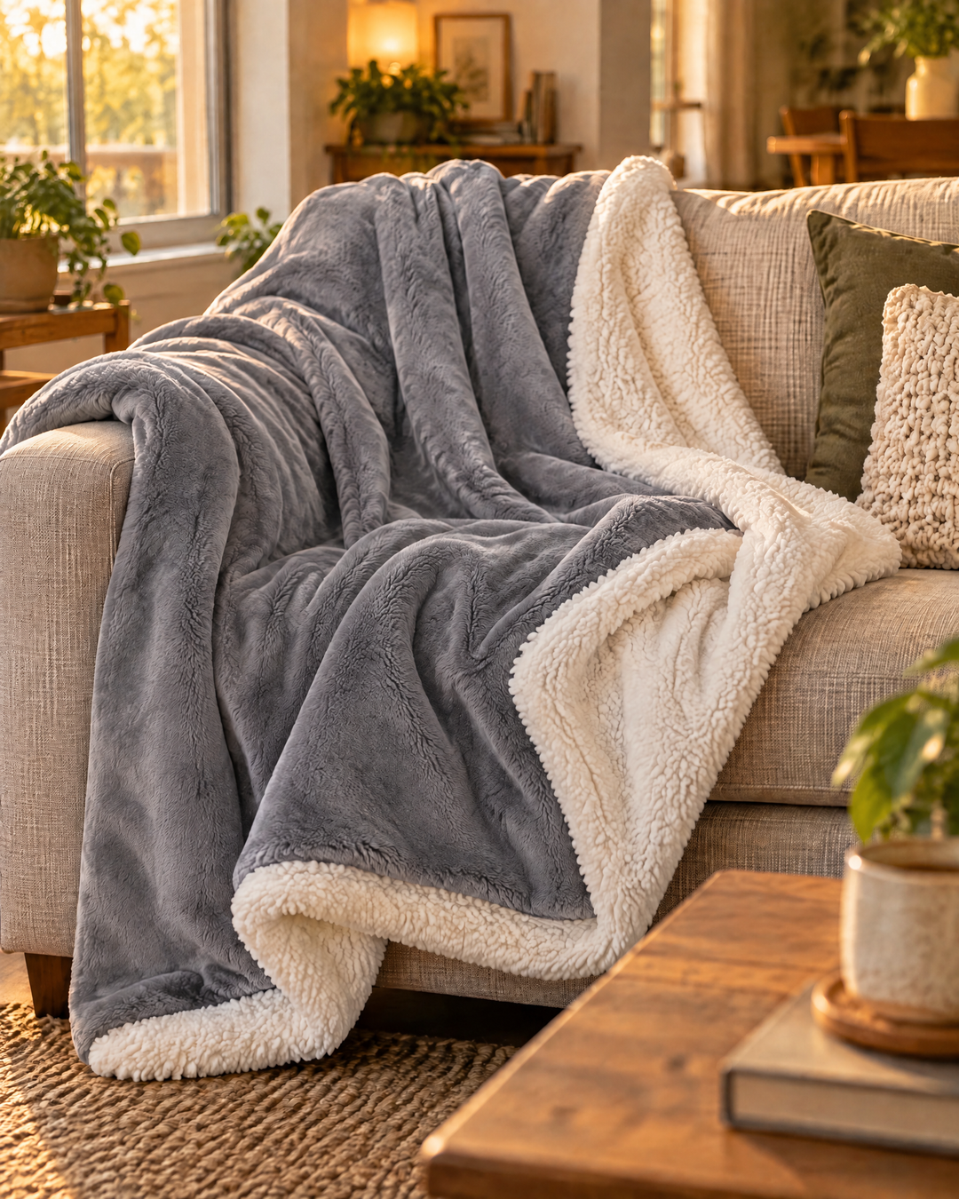 Cosycombe™ Reversible Sherpa Fleece Throw – Plush Both Sides