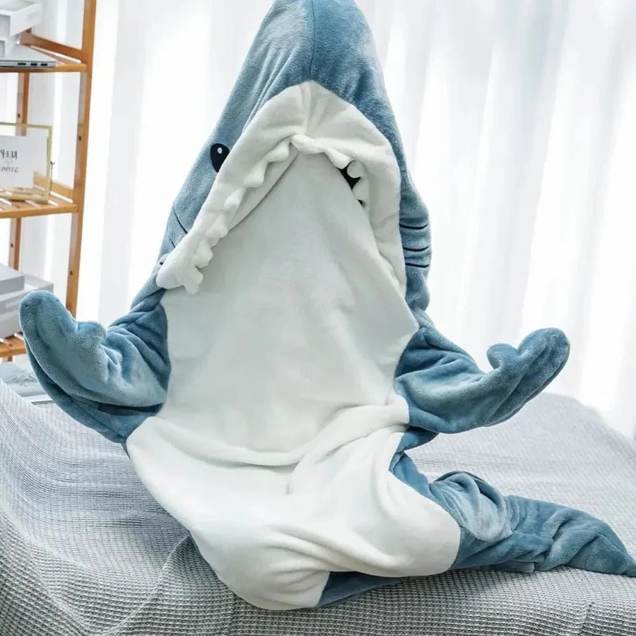 Cosycombe™ Shark Hoodie Blanket in Soft Flannel, Wearable and Fun