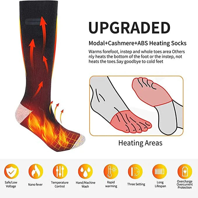Cosycombe™ Rechargeable Heated Socks with 3 Heat Settings up to 48°C
