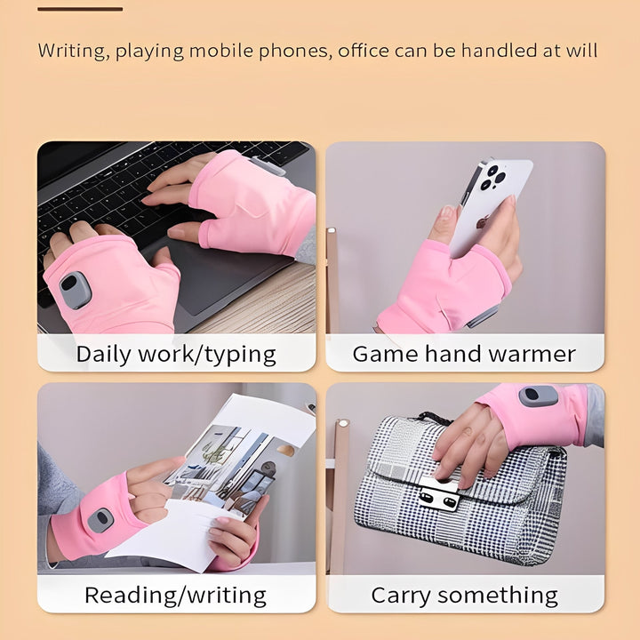 Cosycombe™ Fingerless Heated Gloves, USB-C Rechargeable, 3 Settings