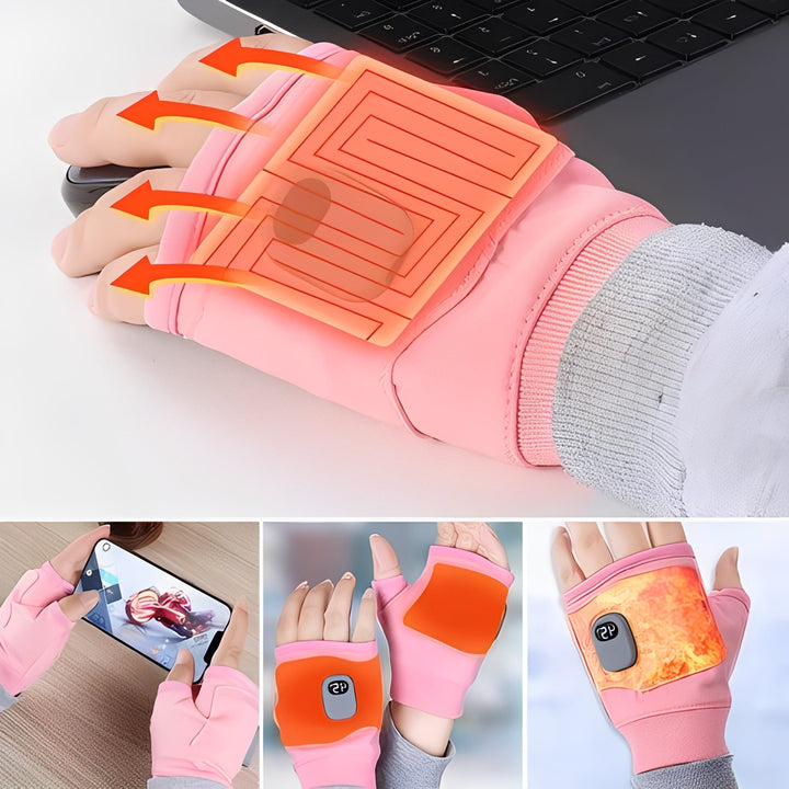 Cosycombe™ Fingerless Heated Gloves, USB-C Rechargeable, 3 Settings