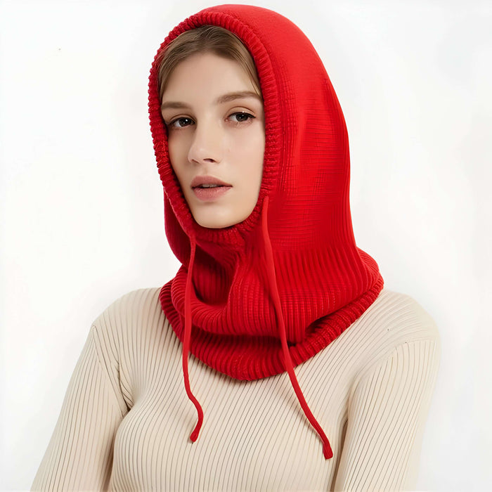 Cosycombe™ Hooded Knit Beanie in Soft Wool Blend with Drawstrings