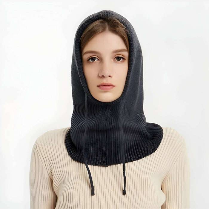 Cosycombe™ Hooded Knit Beanie in Soft Wool Blend with Drawstrings