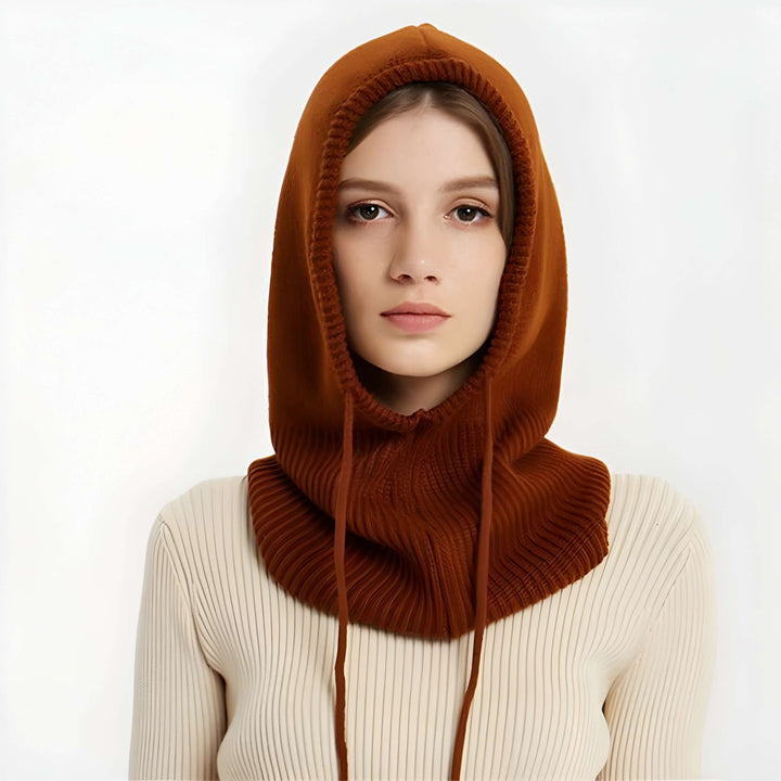 Cosycombe™ Hooded Knit Beanie in Soft Wool Blend with Drawstrings