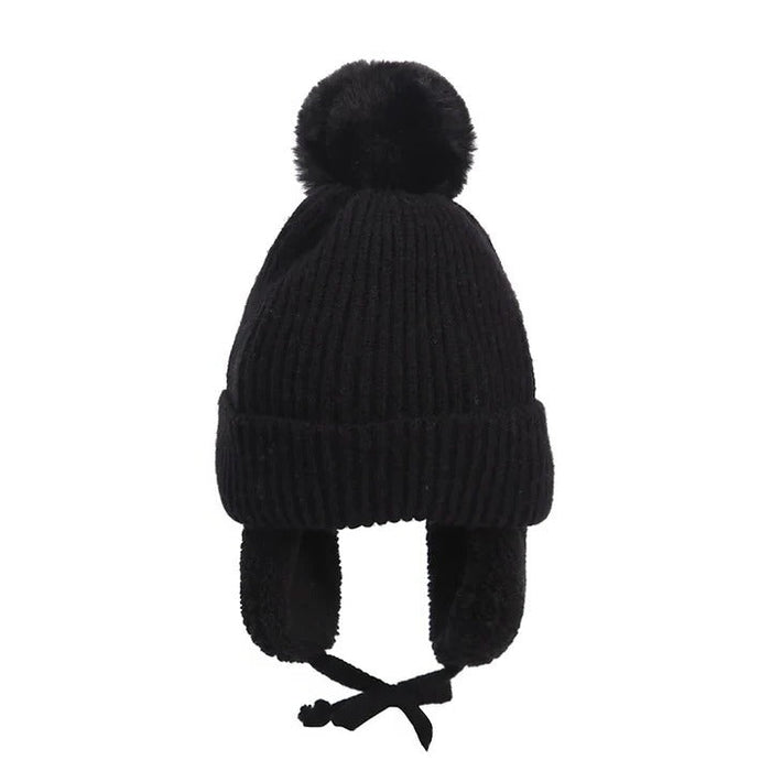 Cosycombe™ Kids' Fleece-Lined Knit Beanie with Earflaps and Pompom
