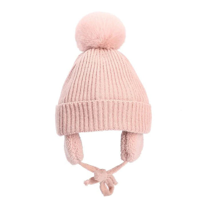 Cosycombe™ Kids' Fleece-Lined Knit Beanie with Earflaps and Pompom