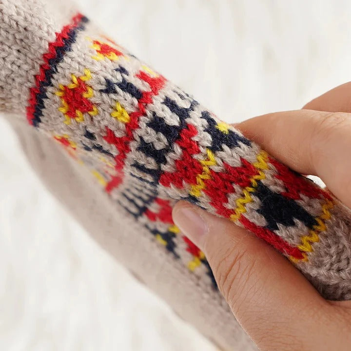 Cosycombe™ Snowflake Knit Fleece-Lined Socks with Non-Slip Grips