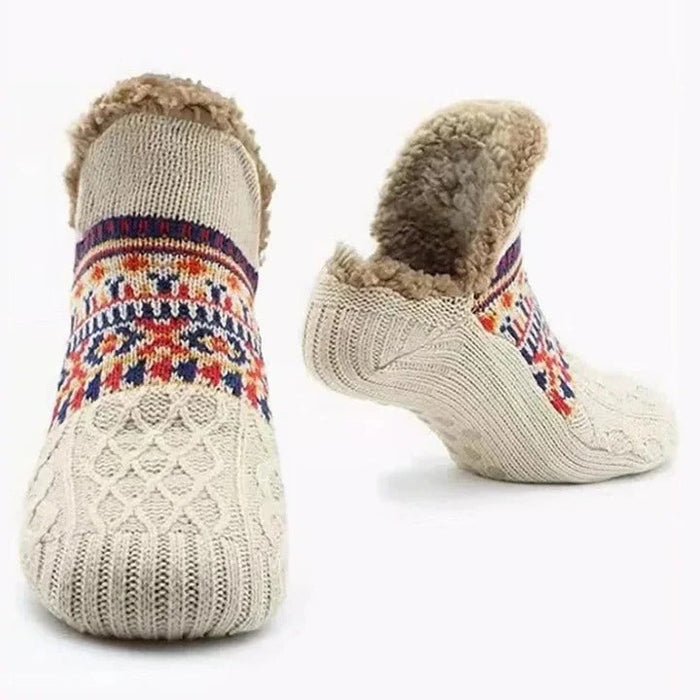 Cosycombe™ Snowflake Knit Fleece-Lined Socks with Non-Slip Grips