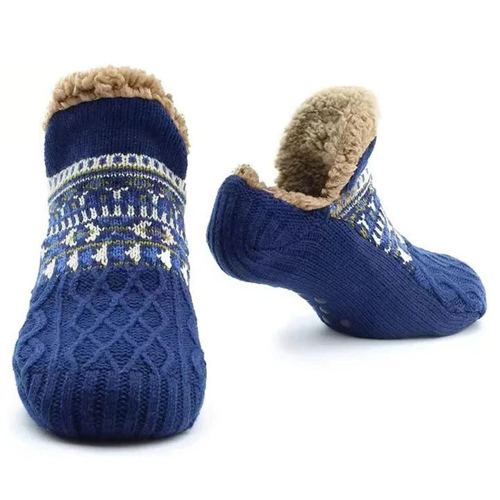 Cosycombe™ Snowflake Knit Fleece-Lined Socks with Non-Slip Grips