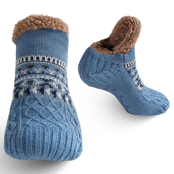 Cosycombe™ Snowflake Knit Fleece-Lined Socks with Non-Slip Grips