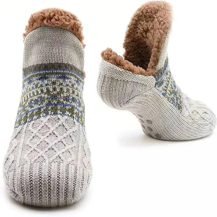 Cosycombe™ Snowflake Knit Fleece-Lined Socks with Non-Slip Grips