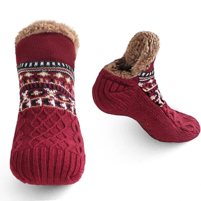 Cosycombe™ Snowflake Knit Fleece-Lined Socks with Non-Slip Grips