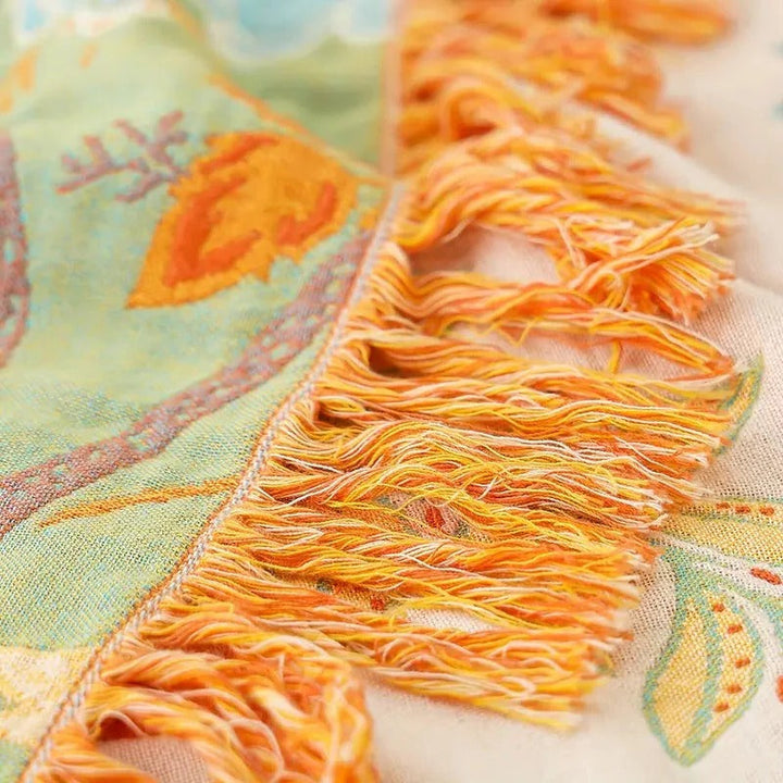 Cosycombe™ Floral Cotton Throw Blanket with Bohemian Fringe Edges