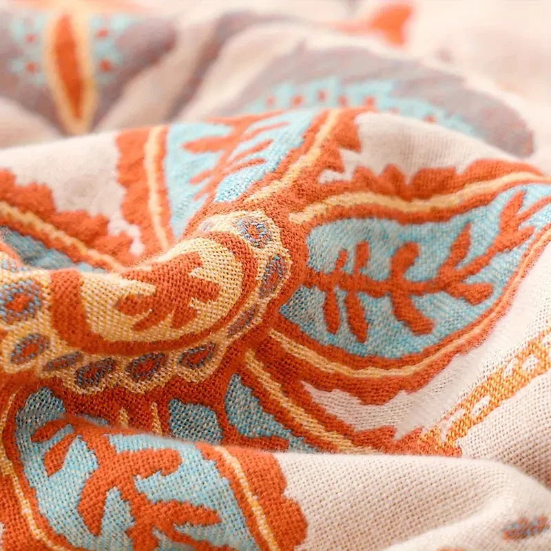 Cosycombe™ Floral Cotton Throw Blanket with Bohemian Fringe Edges