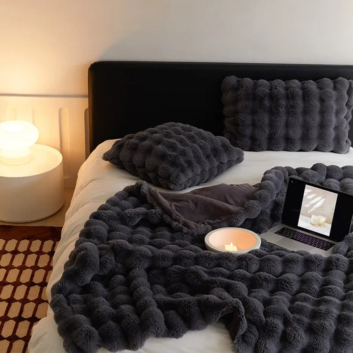 Cosycombe™ Double-Lined Faux Rabbit Fur Throw with Real Weight