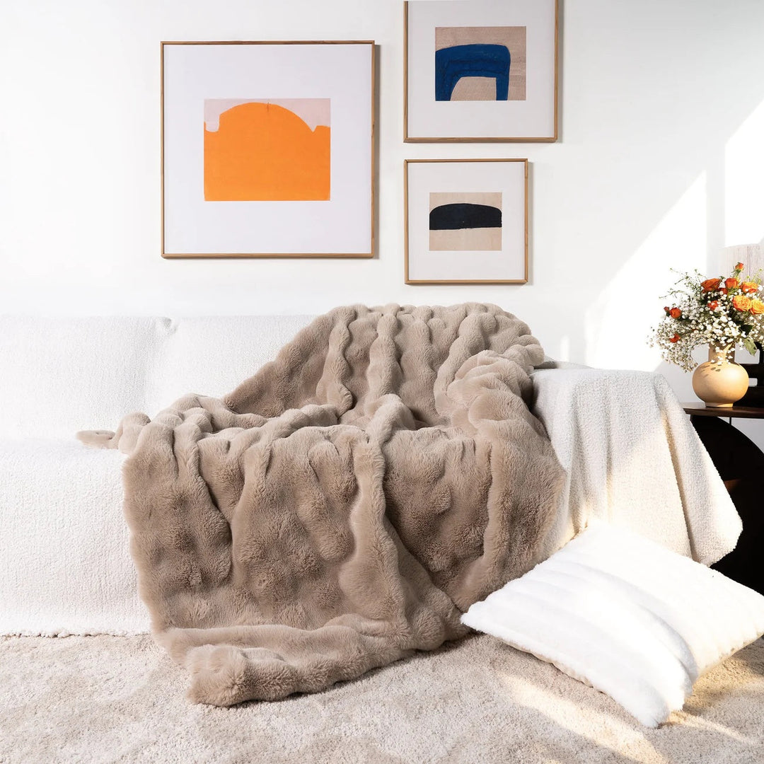 Cosycombe™ Double-Lined Faux Rabbit Fur Throw with Real Weight