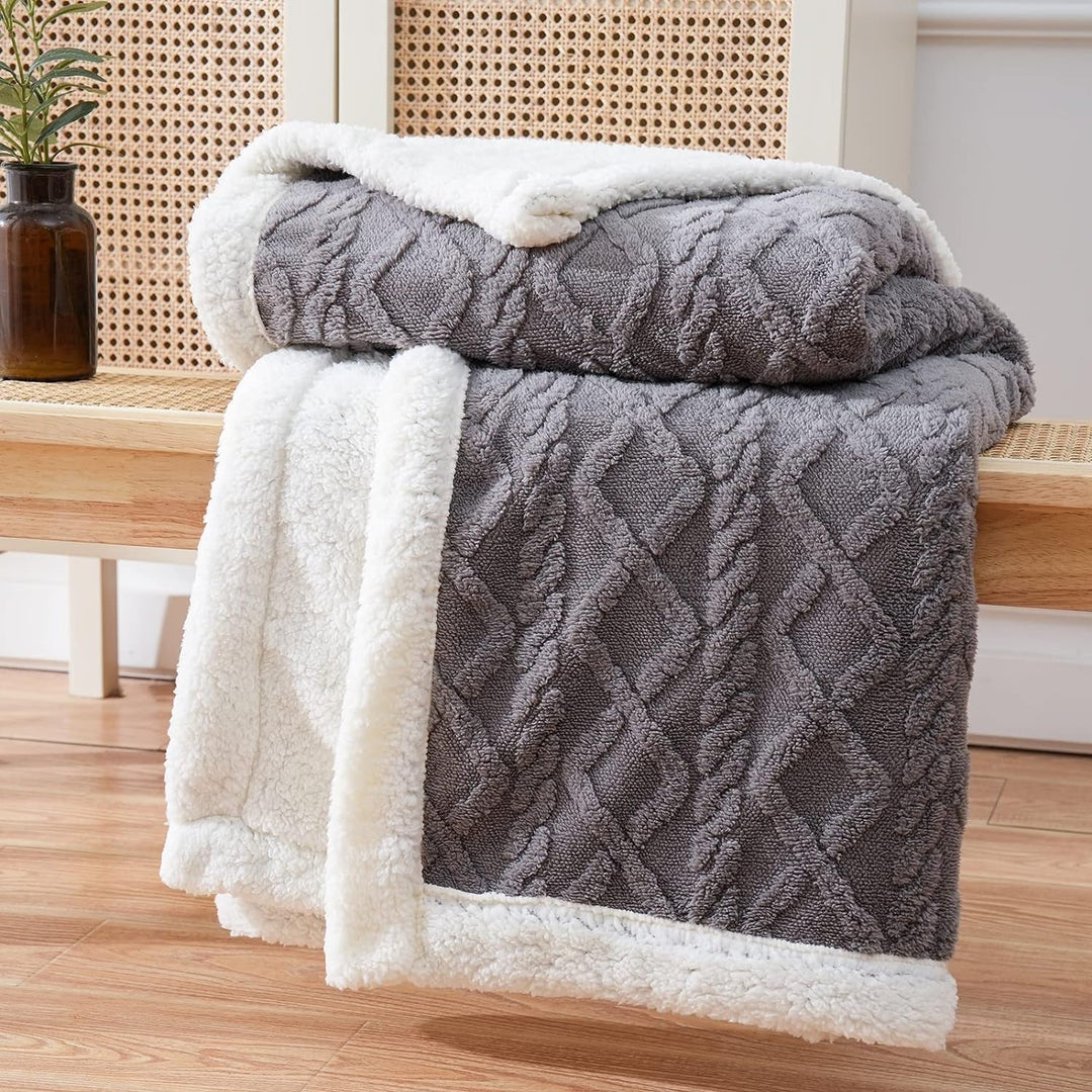 Cosycombe™ Reversible Brushed Sherpa Blanket – Heavy, Warm and Soft