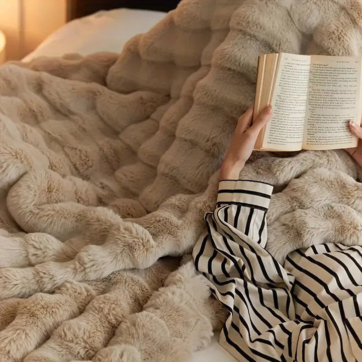 Cosycombe™ Double-Lined Faux Rabbit Fur Throw with Real Weight