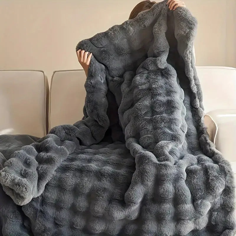 Cosycombe™ Double-Lined Faux Rabbit Fur Throw with Real Weight