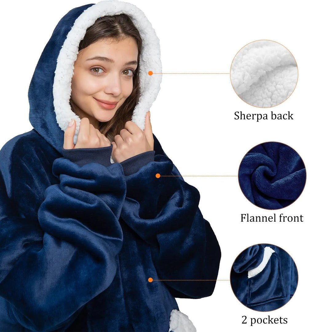 Cosycombe™ Oversized Giant Hoodie Blanket in Thick Brushed Fleece