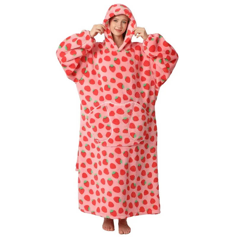 Cosycombe™ Long Wearable Blanket Hoodie with Sherpa Lining and Big Pocket