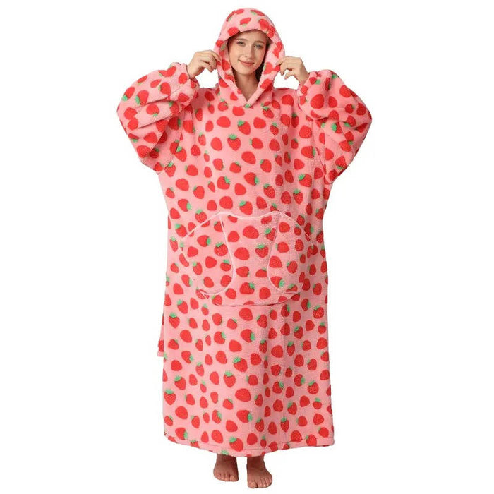 Cosycombe™ Long Wearable Blanket Hoodie with Sherpa Lining and Big Pocket