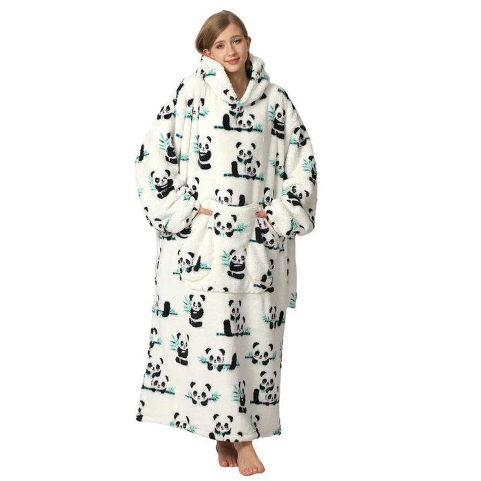 Cosycombe™ Long Wearable Blanket Hoodie with Sherpa Lining and Big Pocket