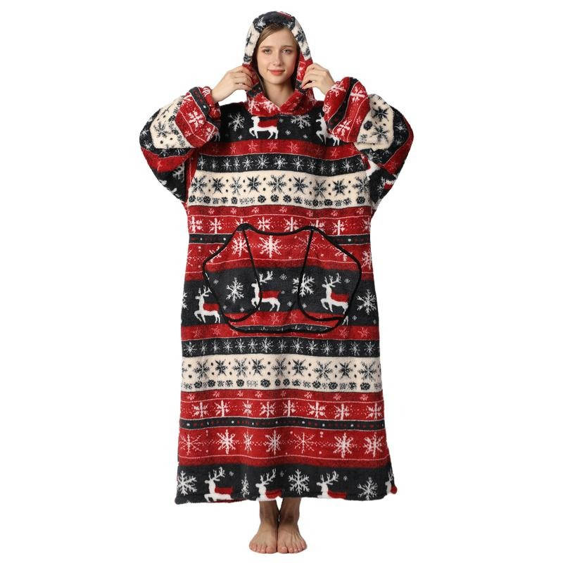 Cosycombe™ Long Wearable Blanket Hoodie with Sherpa Lining and Big Pocket