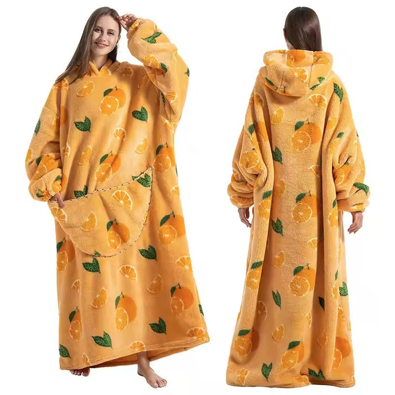 Cosycombe™ Long Wearable Blanket Hoodie with Sherpa Lining and Big Pocket