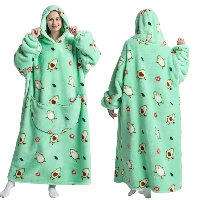 Cosycombe™ Long Wearable Blanket Hoodie with Sherpa Lining and Big Pocket