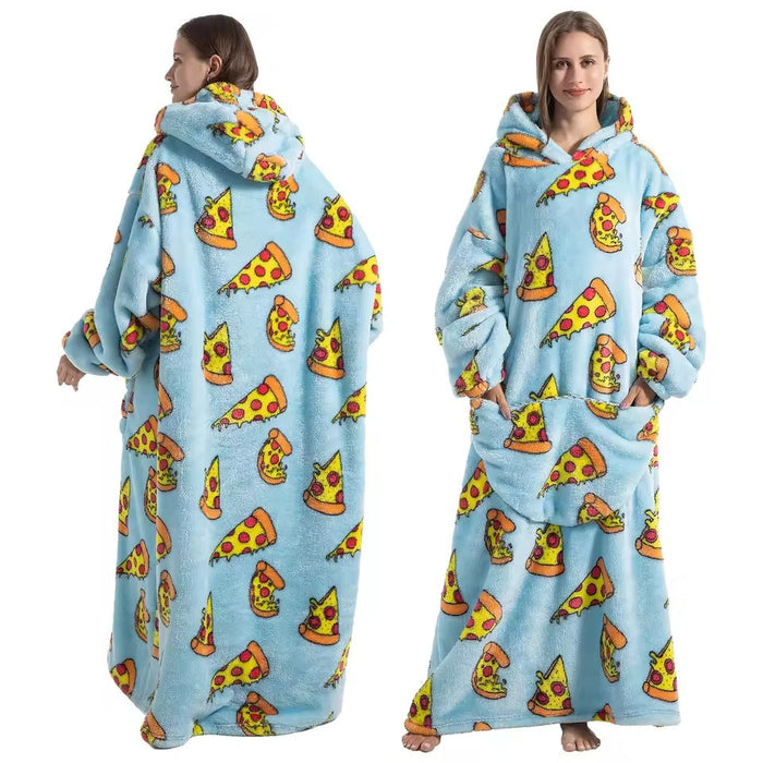 Cosycombe™ Long Wearable Blanket Hoodie with Sherpa Lining and Big Pocket