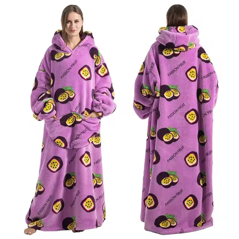 Cosycombe™ Long Wearable Blanket Hoodie with Sherpa Lining and Big Pocket