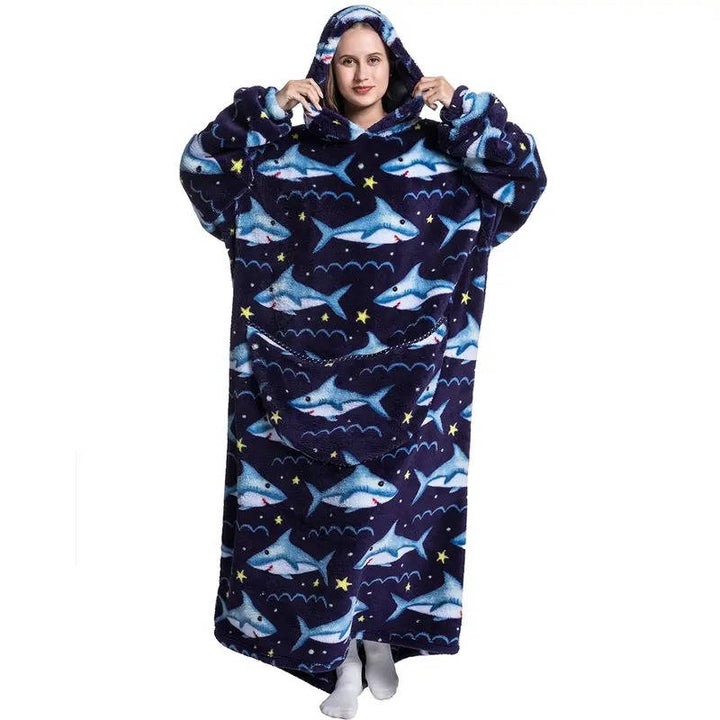 Cosycombe™ Long Wearable Blanket Hoodie with Sherpa Lining and Big Pocket