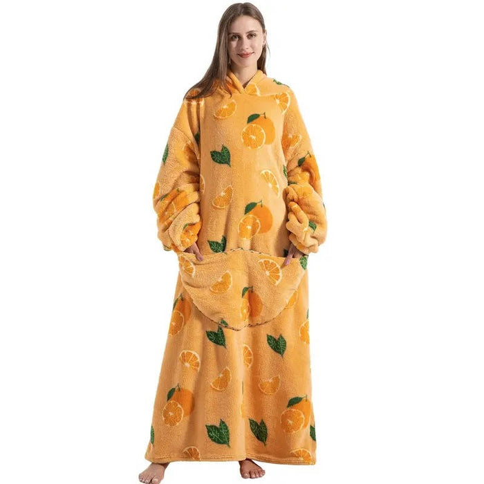 Cosycombe™ Long Wearable Blanket Hoodie with Sherpa Lining and Big Pocket