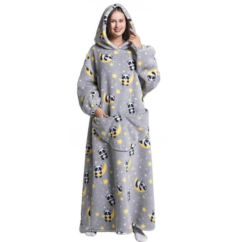 Cosycombe™ Long Wearable Blanket Hoodie with Sherpa Lining and Big Pocket