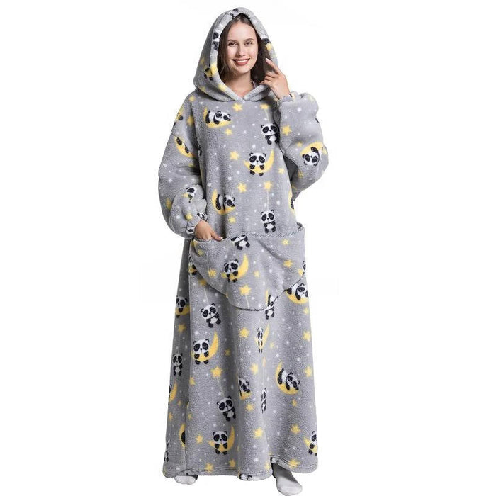 Cosycombe™ Long Wearable Blanket Hoodie with Sherpa Lining and Big Pocket
