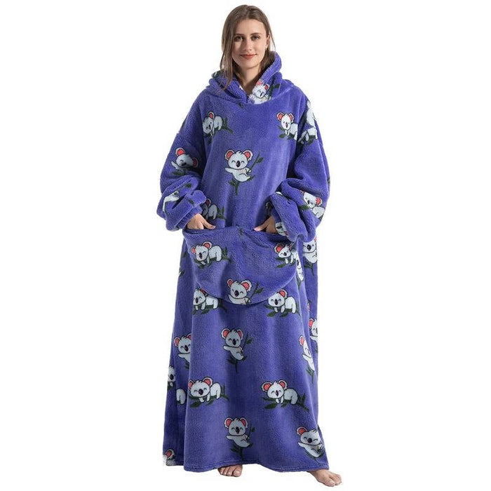 Cosycombe™ Long Wearable Blanket Hoodie with Sherpa Lining and Big Pocket