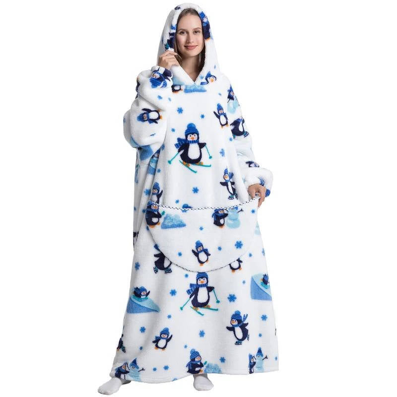 Cosycombe™ Long Wearable Blanket Hoodie with Sherpa Lining and Big Pocket