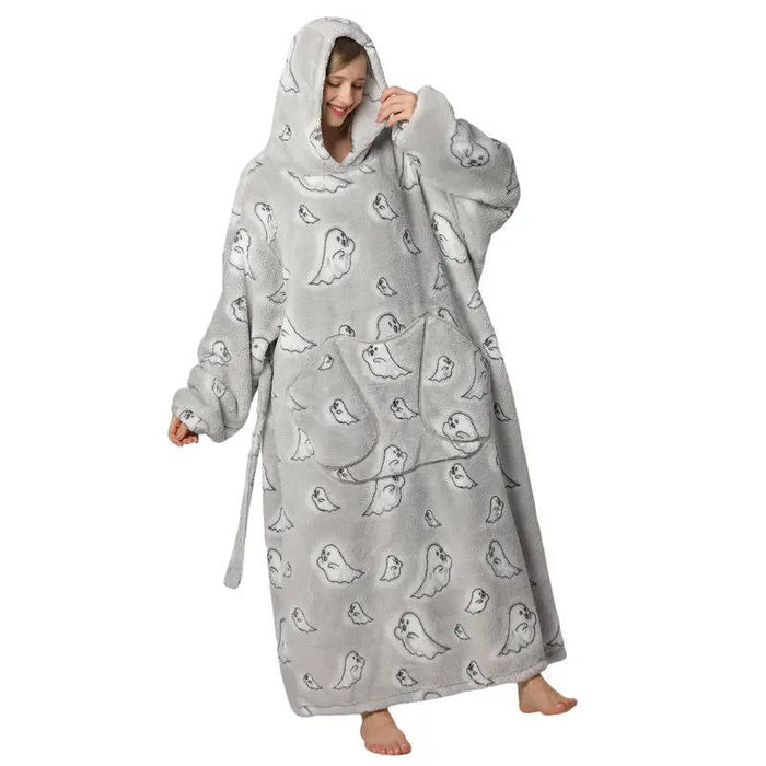 Cosycombe™ Long Wearable Blanket Hoodie with Sherpa Lining and Big Pocket