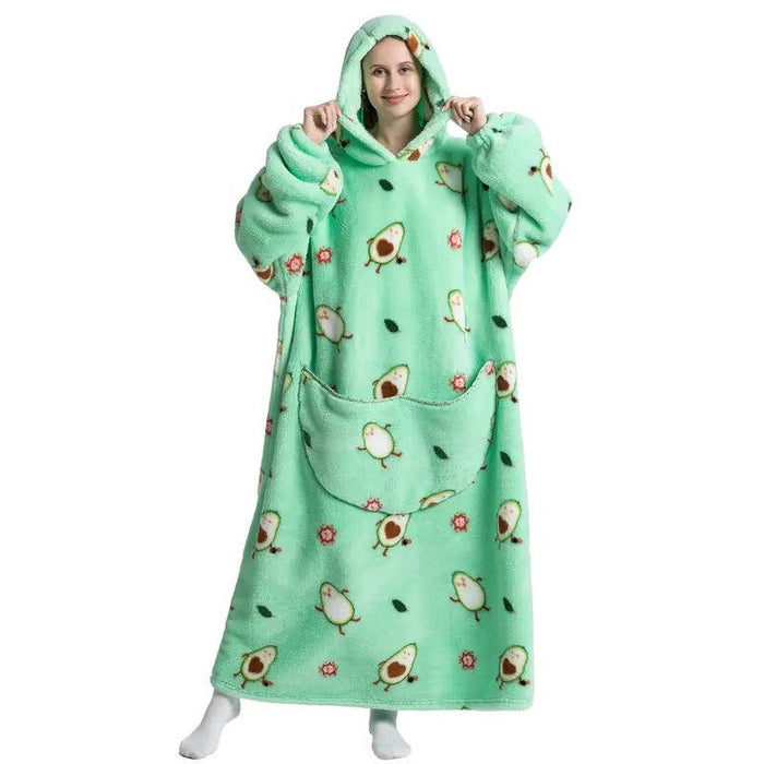 Cosycombe™ Long Wearable Blanket Hoodie with Sherpa Lining and Big Pocket
