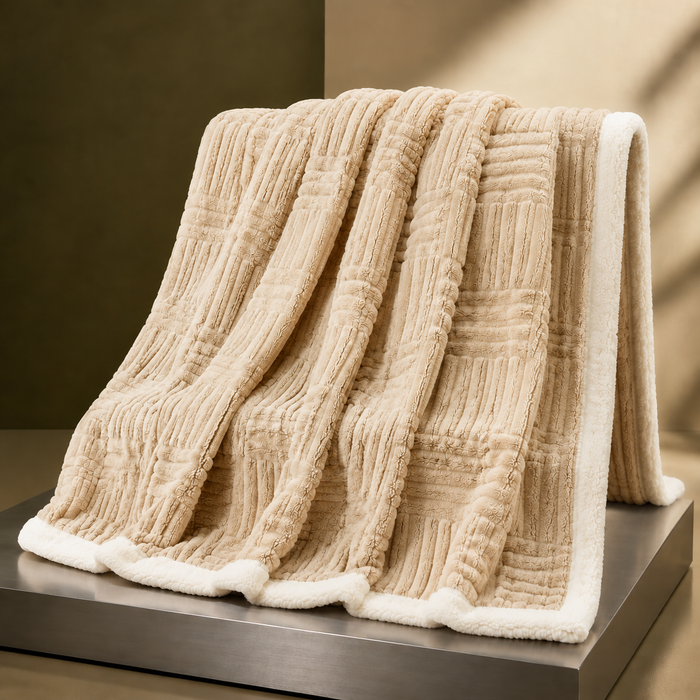 Cosycombe™ Cotton Geometric Throw With a Soft Plush Reverse
