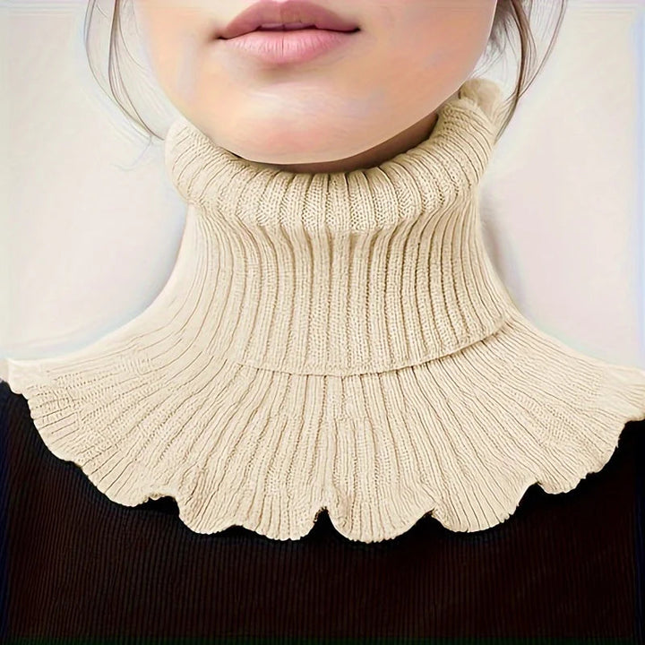 Cosycombe™ Knitted Turtleneck Neck Scarf with Ruffled Edge for Women