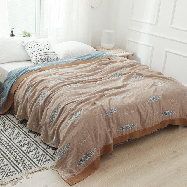 Cosycombe™ Soft Japanese Cotton Throw Blanket with Anti-Pilling Finish