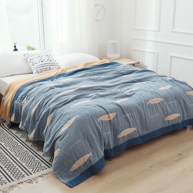Cosycombe™ Soft Japanese Cotton Throw Blanket with Anti-Pilling Finish