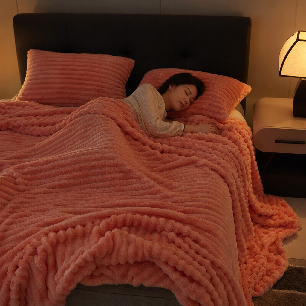 Cosycombe™ Two-Tone Reversible Plush Blanket – Fluffy Plush Meets Silky Velour