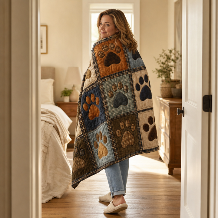 Cosycombe™ Paw Print Flannel Blanket – Soft on Both Sides for Sofa and Bed